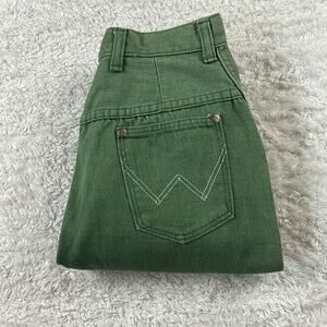 Vintage 60s 70s Misses Wrangler green high rise tapered leg jeans 13 14 slim 24